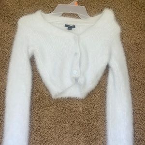 fuzzy knit cropped cardigan